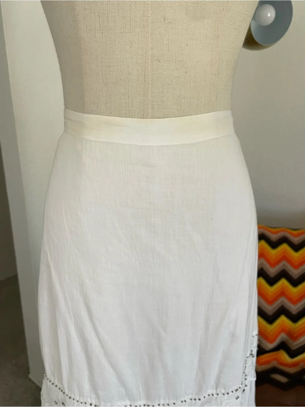 SOLD Y2K 1990s Bb Jeans Boho Fairy Lace Beaded Tier Midi Skirt - Picture 5 of 11